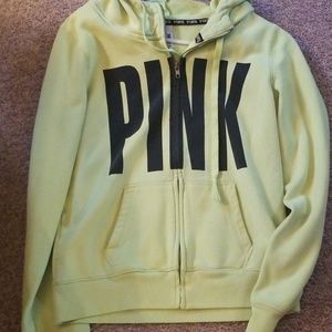 Victoria secret pink zip up hoodie line green